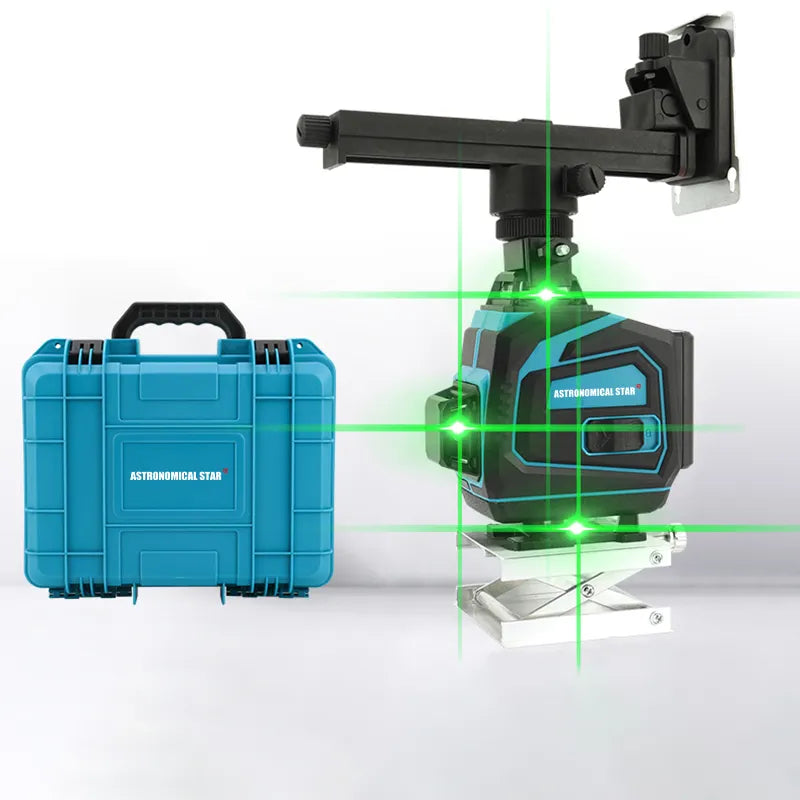 Nivela Laser 3D cu Trepied Extensibil - 16 Linii - NivelMax, Profesionala, Verde, cu 2 Baterii 4000mAh + Accesorii