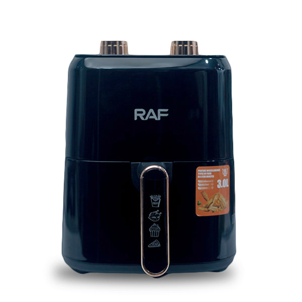 Air Fryer RAF 3L, Buton Mecanic, 1500W, Gatit fara Ulei, Control Termostat si Timer, Suprafata Antiaderenta