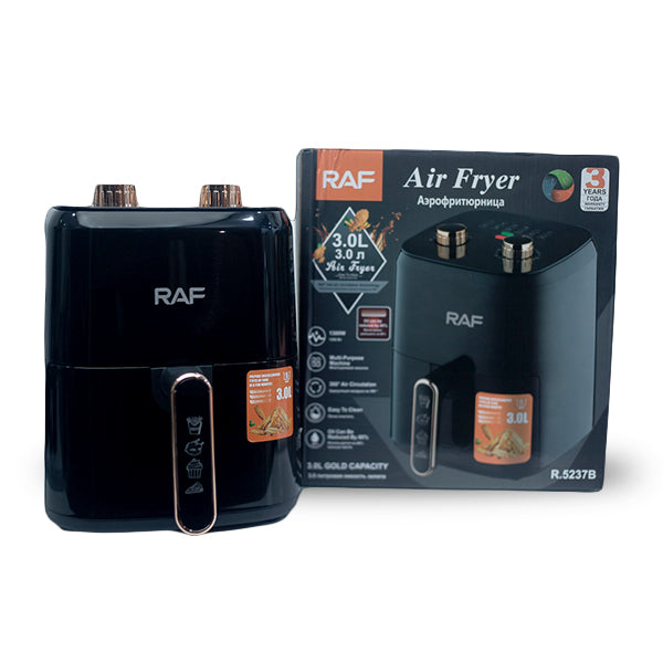 Air Fryer RAF 3L, Buton Mecanic, 1500W, Gatit fara Ulei, Control Termostat si Timer, Suprafata Antiaderenta