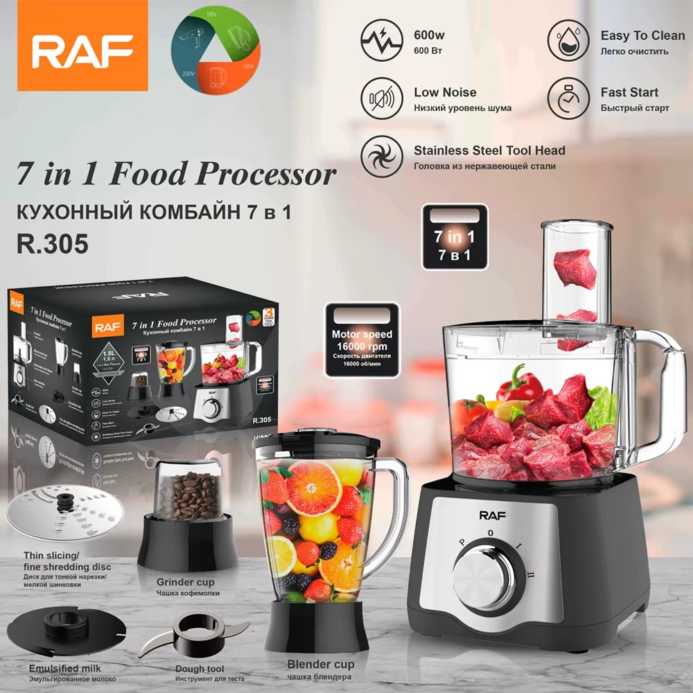 Blender si Rasnita RAF R.305 – 600 W, bol sticla 1,5 L, 3 viteze, Full Crush
