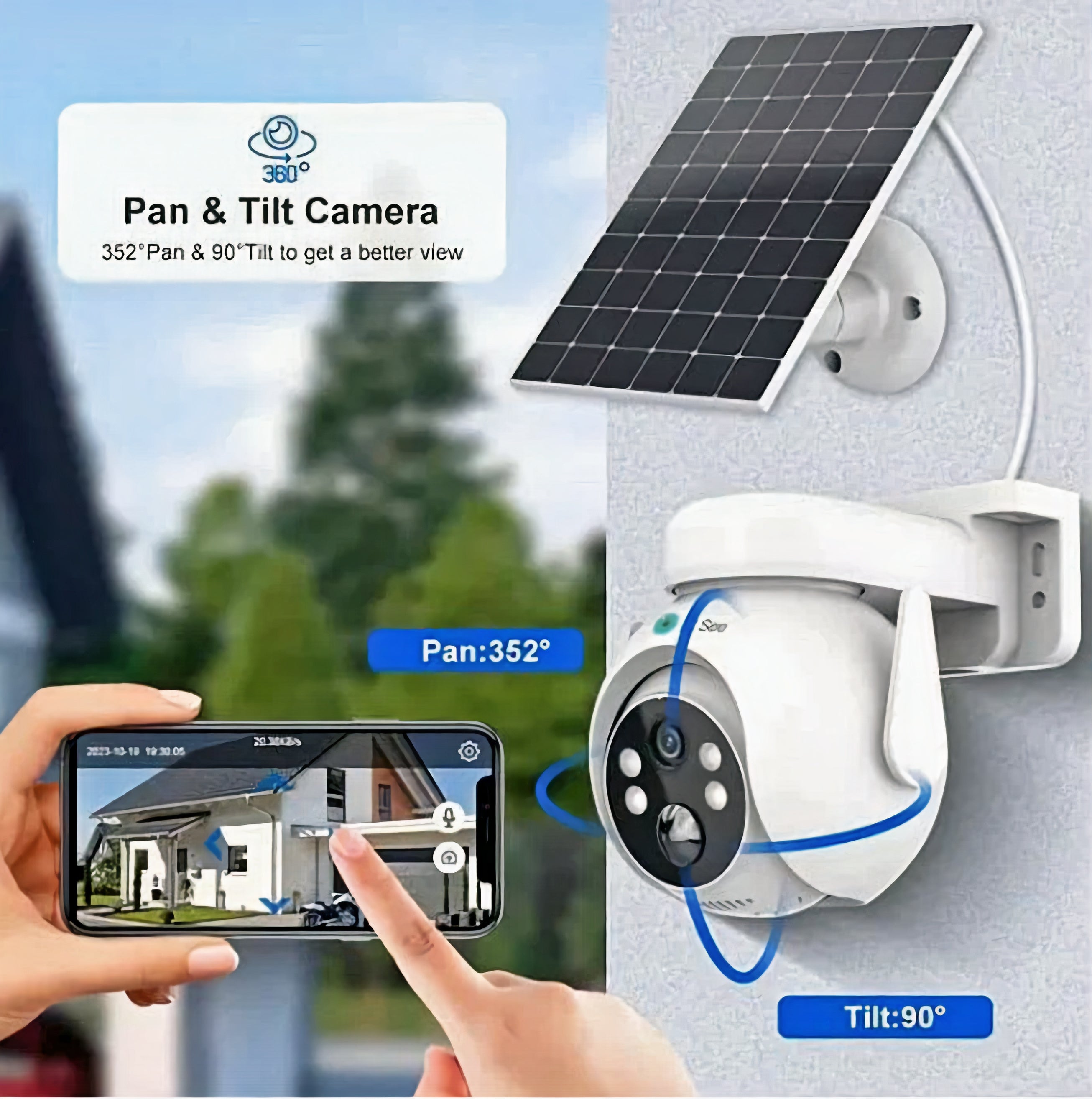 Camera Solara 4G Rotativa FHD - intrare SIM, cu Panou Solar, Vedere Nocturna Color + Card 32GB