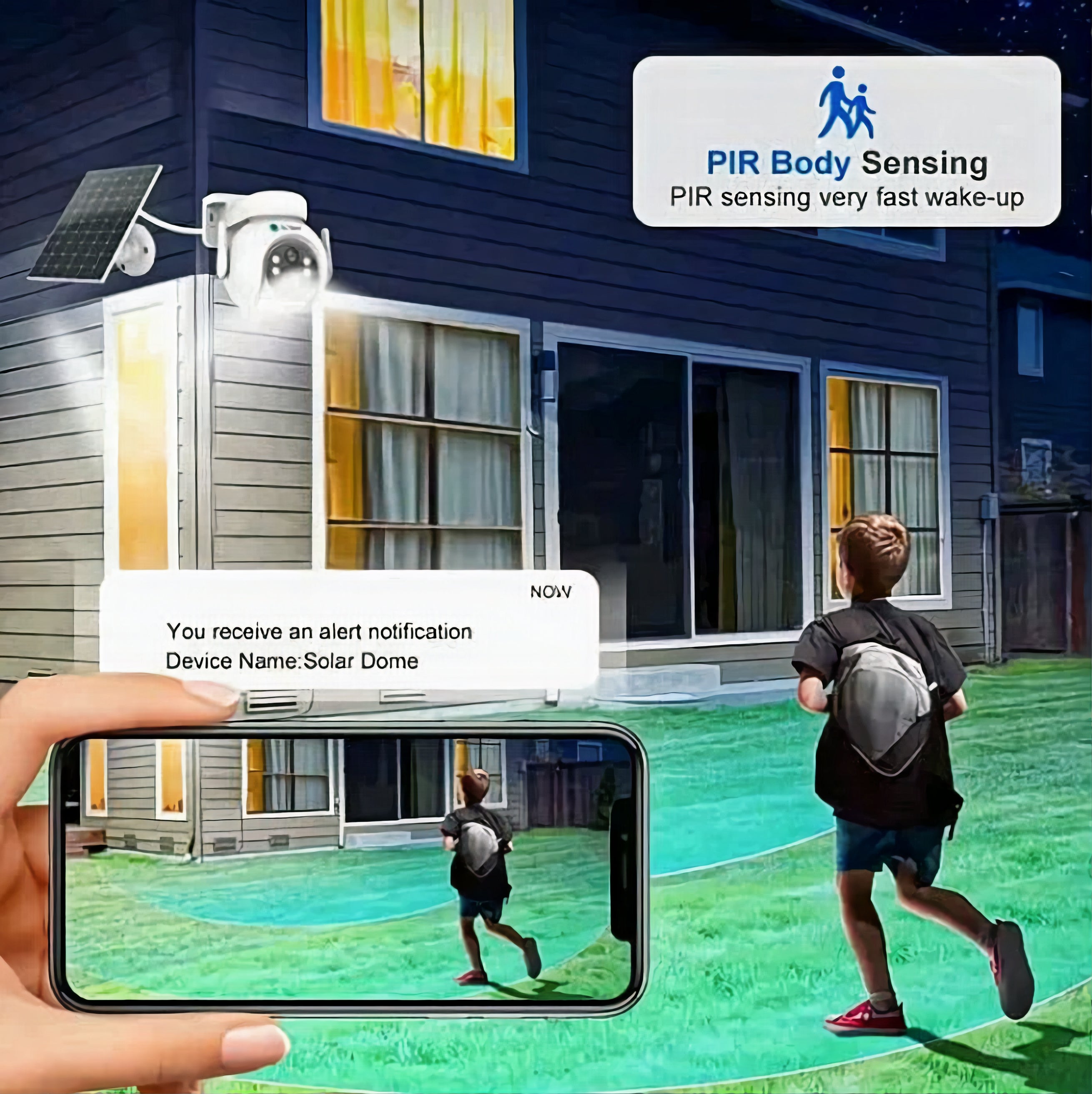 Camera de Securitate Rotativa FHD - intrare SIM 4G, cu Panou Solar, Vedere Nocturna Color + Card 32GB