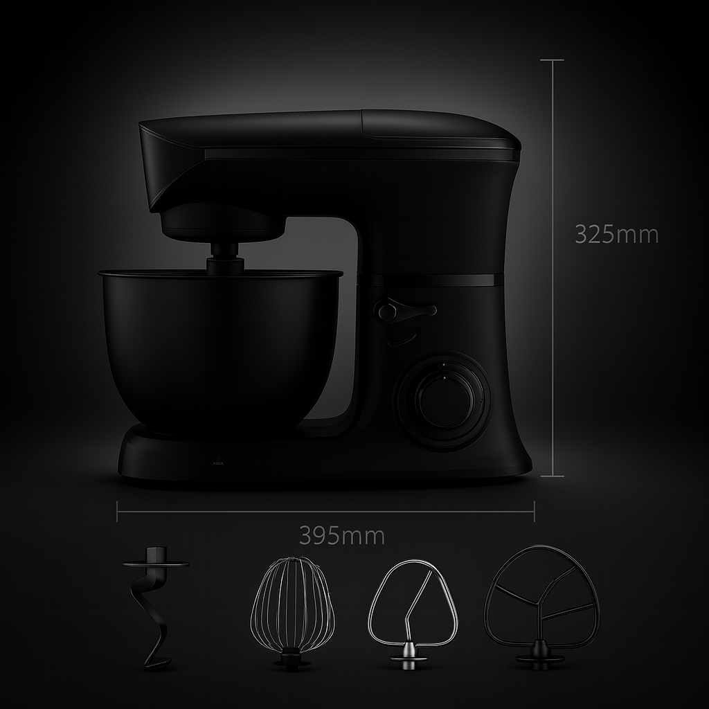 Mixer Profesional Hoffmans - 1200W, Bol Inox 6L, Tel, Carlig si Paleta de Amestecare