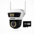 Camera WiFi/LAN Jortan Tri-Lens, 9MP IP66, cu Auto-Tracking + Card MicroSD 32GB