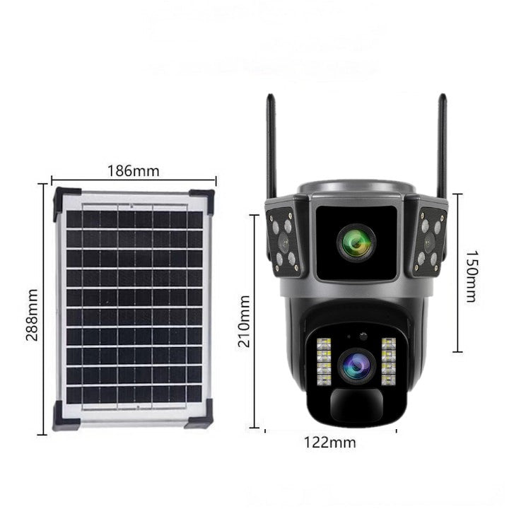 SET 2x Camere Solare 4G Duale, Ultra HD, Night Vision, Audio Bidirectional, O-KAM Pro