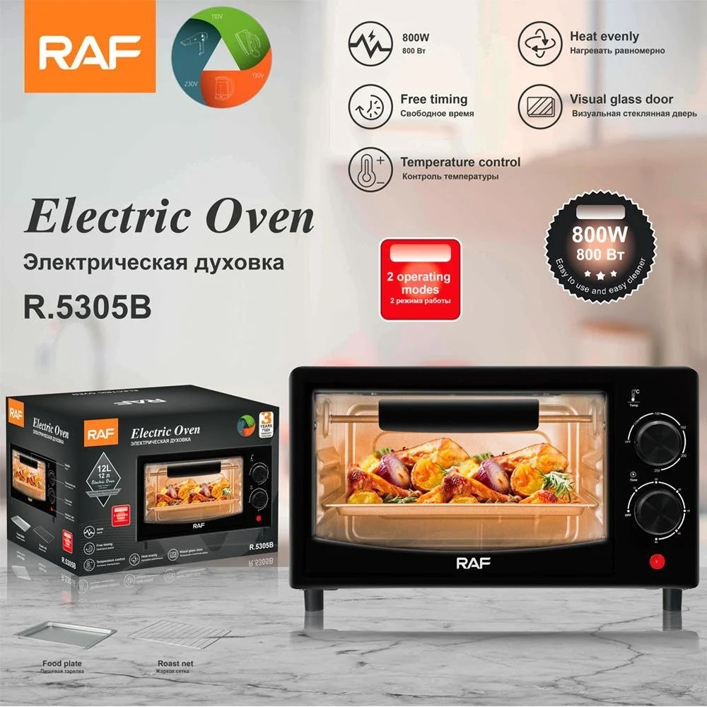 Cuptor Electric RAF R5305B – 800W, 12L, 2 Moduri de Operare, Temporizator Integrat