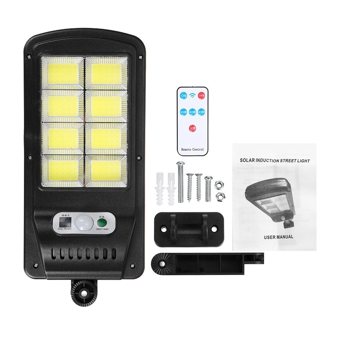 Set 2x Lampa cu Incarcare Solara Jortan, 100W, 160 LED-uri COB, Senzor de Miscare