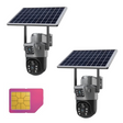 Set 2x Camere 4G Duble cu Panou Solar, 8MP, Viziune Nocturna, Audio bidirectional, IP66