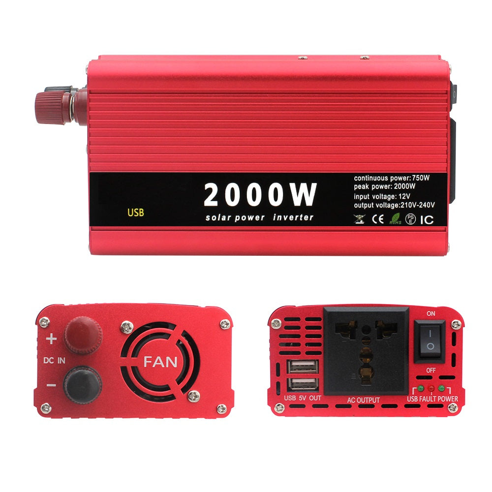 Invertor Auto 300W/500W/1000W/2000W, 12V cu 2 Mufe USB si o Iesire