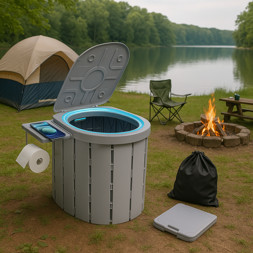 Toaleta Portabila Pliabila din ABS, Capacitate 200 kg, Pentru Camping si Drumetii