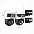 SET 2X Camere WiFi/LAN Tri-Lens Jortan, 9MP IP66,  cu Auto-Tracking + 2X Card MicroSD 32GB