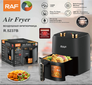 Air Fryer RAF 3L, Buton Mecanic, 1500W, Gatit fara Ulei, Control Termostat si Timer, Suprafata Antiaderenta