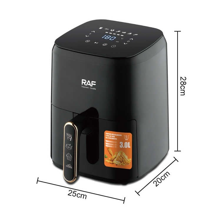 Friteuza Electrica RAF 3L 1500W, Fara Ulei, Antiaderenta, Tehnologie de Circulatie Aer 360°