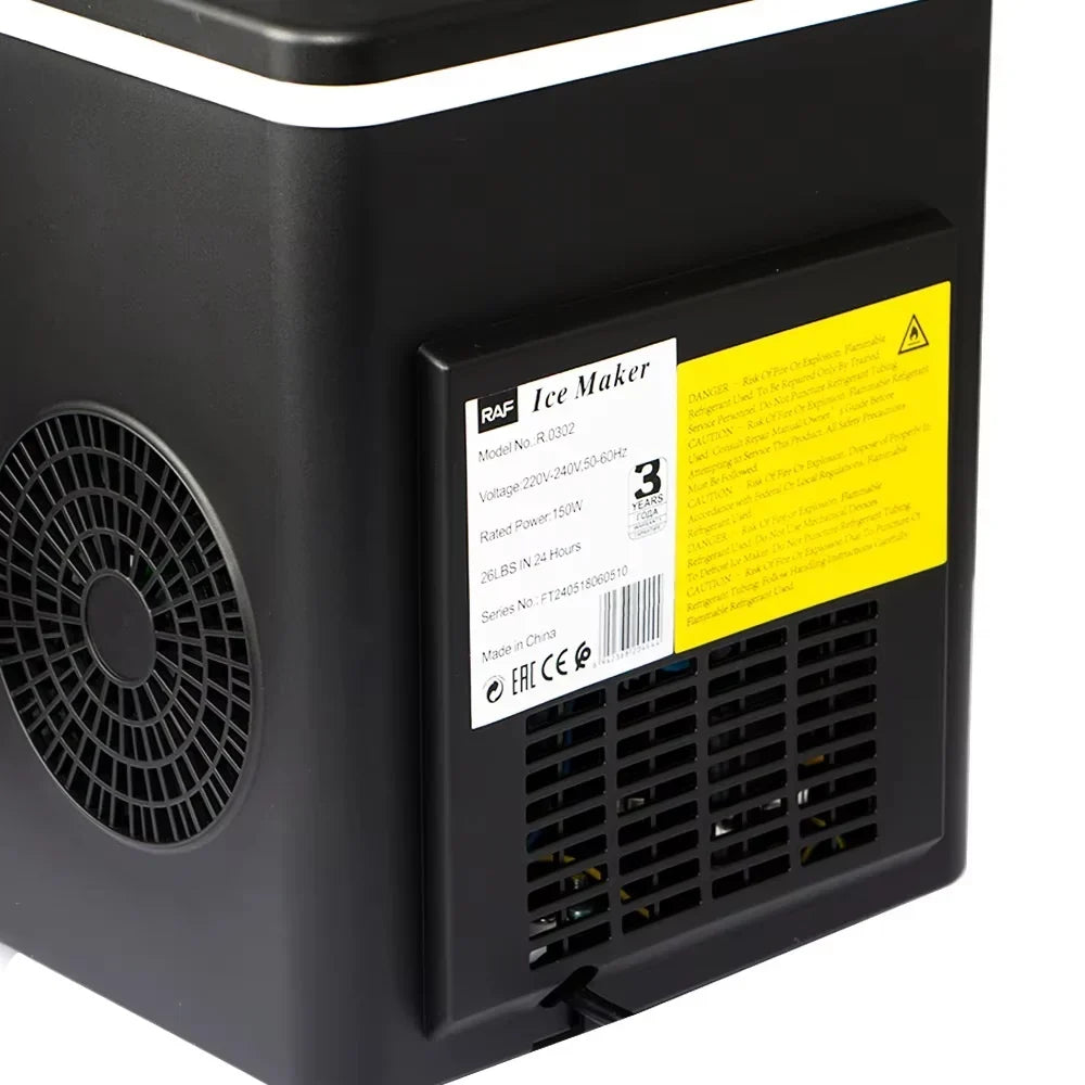 Masina de Gheata Portabila - RAF R0302, 150W, 12kg/24h, 1.2L, Autocuratare, Compact, Negru
