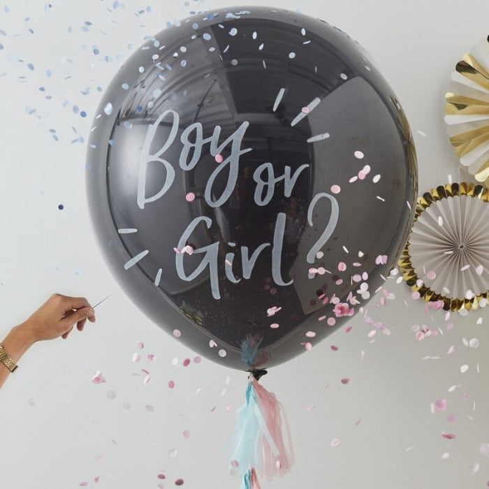 Balon cu Confetti Gender Reveal Boy or Girl, 90 cm