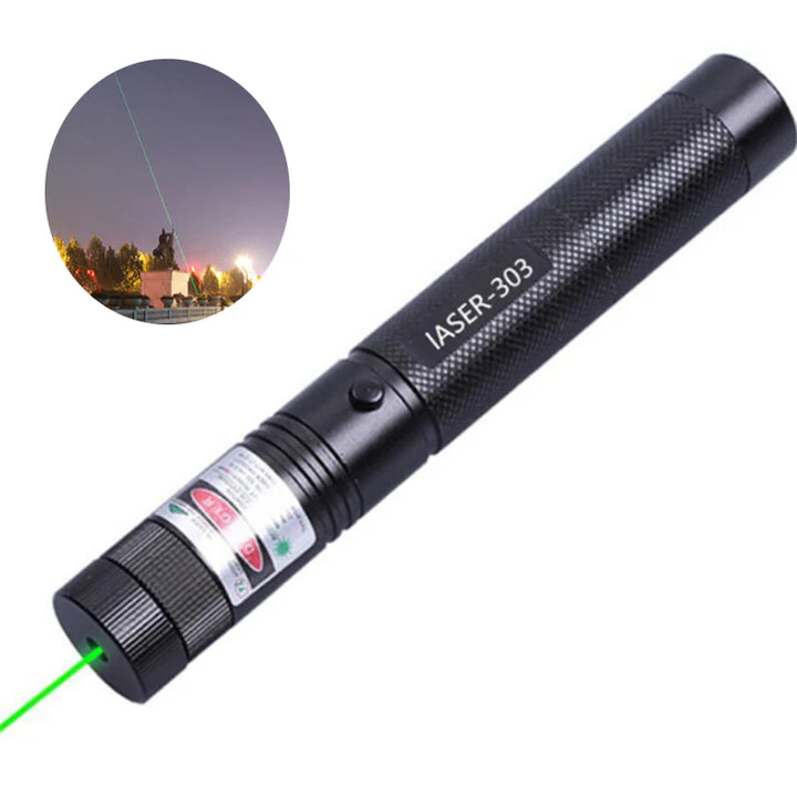 Laser Verde 1000 mW – Pointer Metalic cu Acumulator si Cap Multipunct