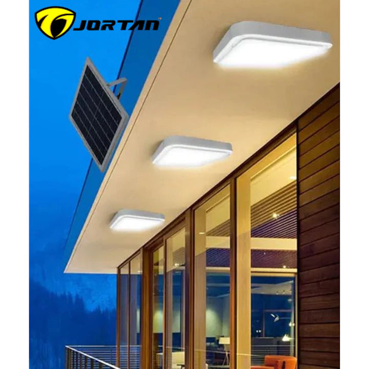 Lampa LED Tip Aplica Solara Jortan, 300W cu Telecomanda – Alb Rece/Cald, Panou Solar 35x35cm, IP44