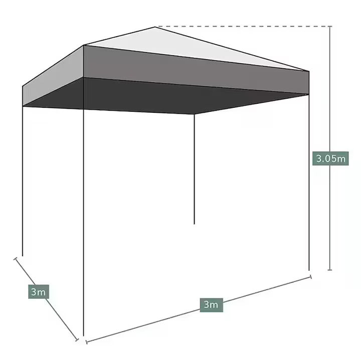 Cort Pavilion Pliabil 3x3 m cu Structura Metalica, Prelata Impermeabila si Montare Rapida