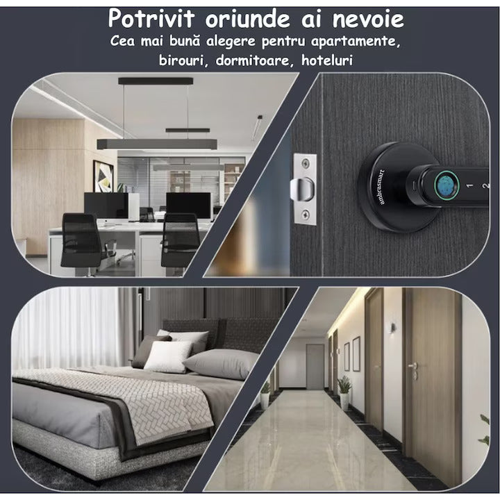 Yala Digitala Smart - pentru Locuinte si Hoteluri, Deblocare prin Amprenta, 200 de Utilizatori