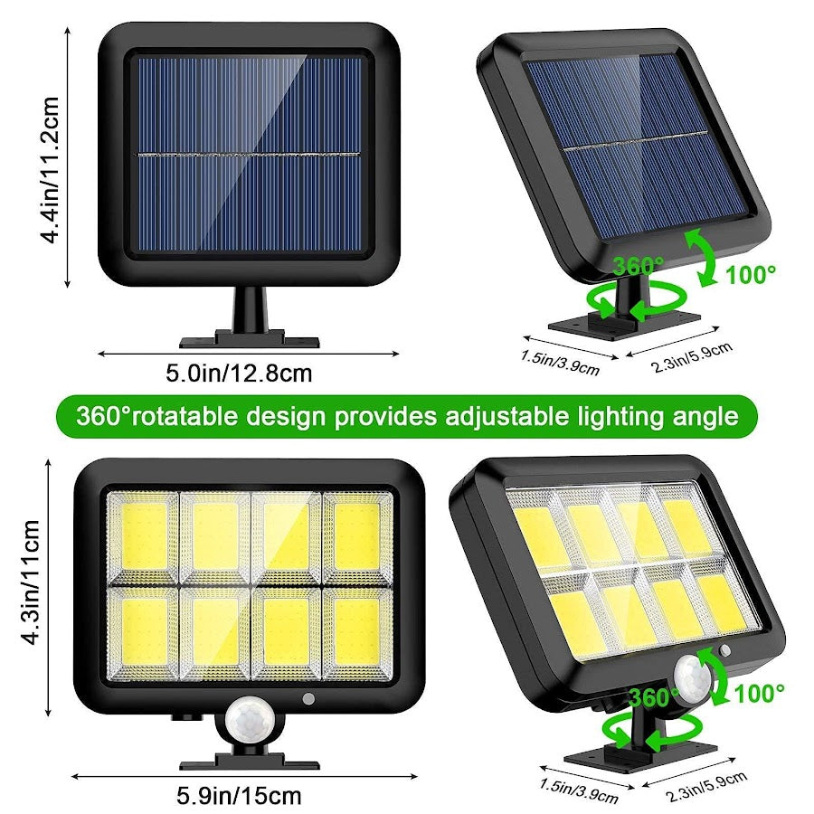 Lampa cu incarcare Solara, 100 LED-uri COB, 100W, Waterproof IP65 si Senzor de miscare
