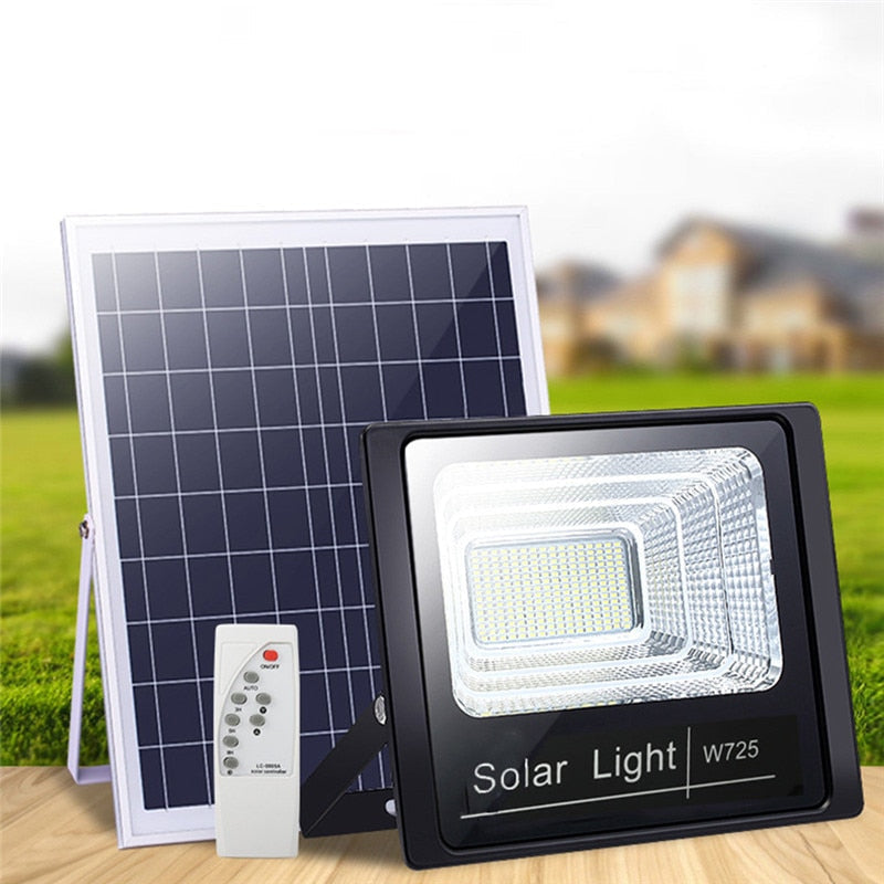 Proiector Jon Solar 600W, Lampa Incarcare Solara cu Panou Solar + Accesorii