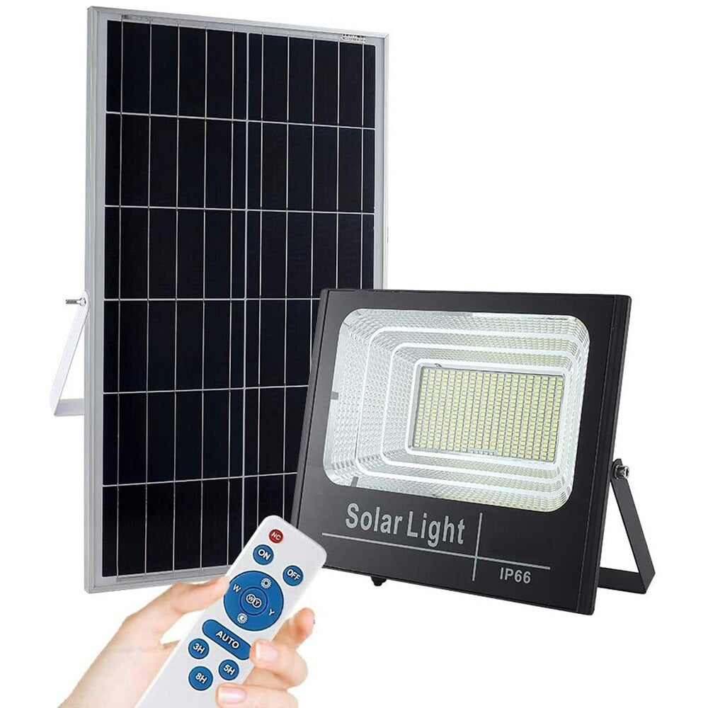 Proiector Solar Jortan 200W, Lampa cu Incarcare Solara, Panou Solar separat + Accesorii