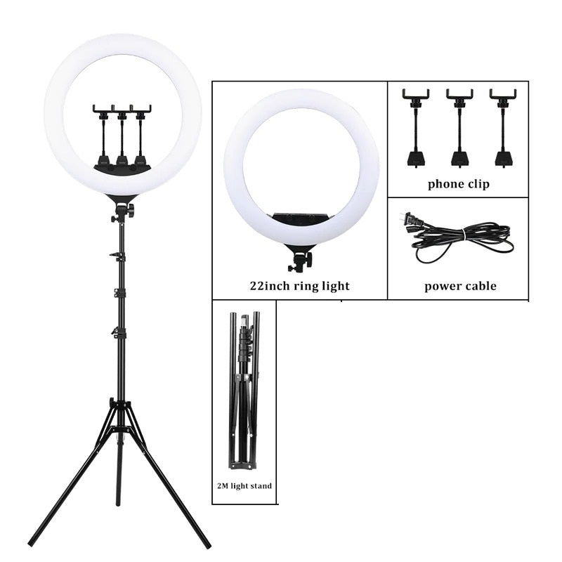 Lampa Circulara 58CM, Ring Light model Studio + Stativ 210CM, 450 leduri