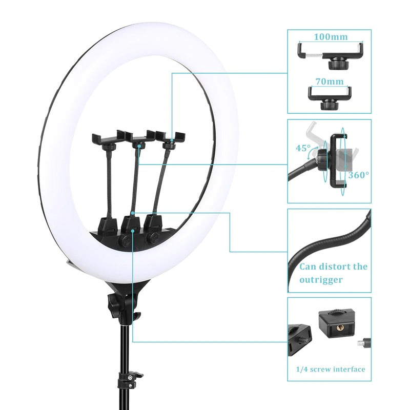 Lampa Circulara 58CM, Ring Light model Studio + Stativ 210CM, 450 leduri
