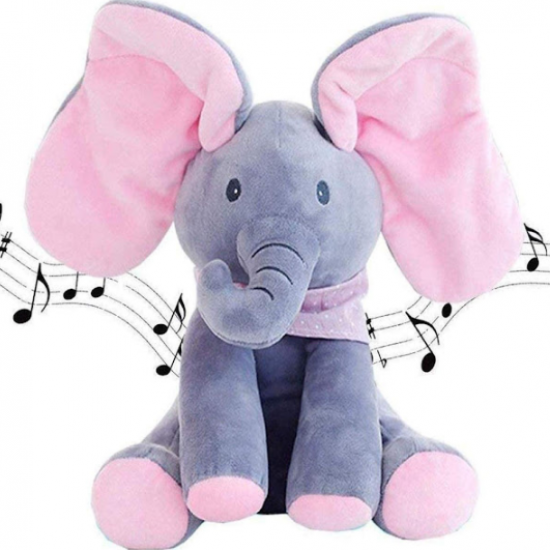 Elefant Interactiv din Plus - Jucarie vorbitoare, cantatoare si cu urechi ce se misca