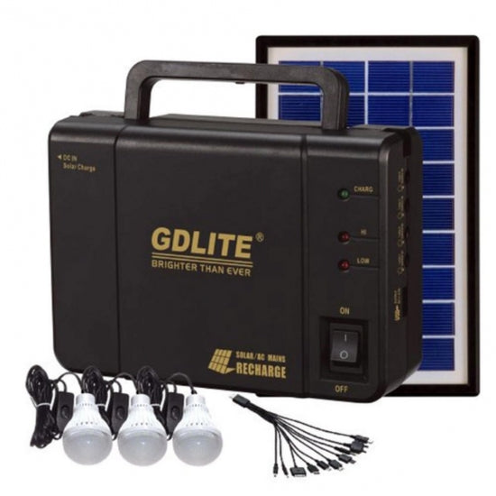 Sistem De Iluminat Cu Panou Solar Si 3 Becuri LED GD-8006A