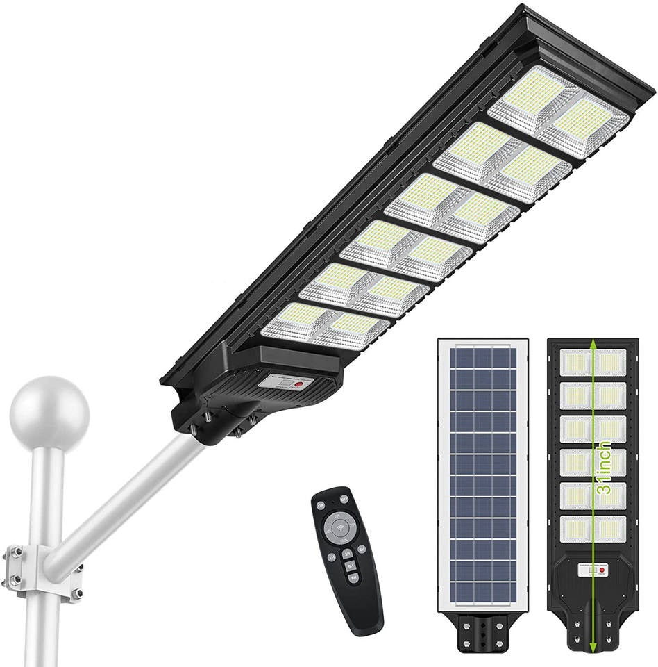 Lampa Solara Jortan 800W, Senzor de Lumina, Telecomanda + Picior Metalic incluse