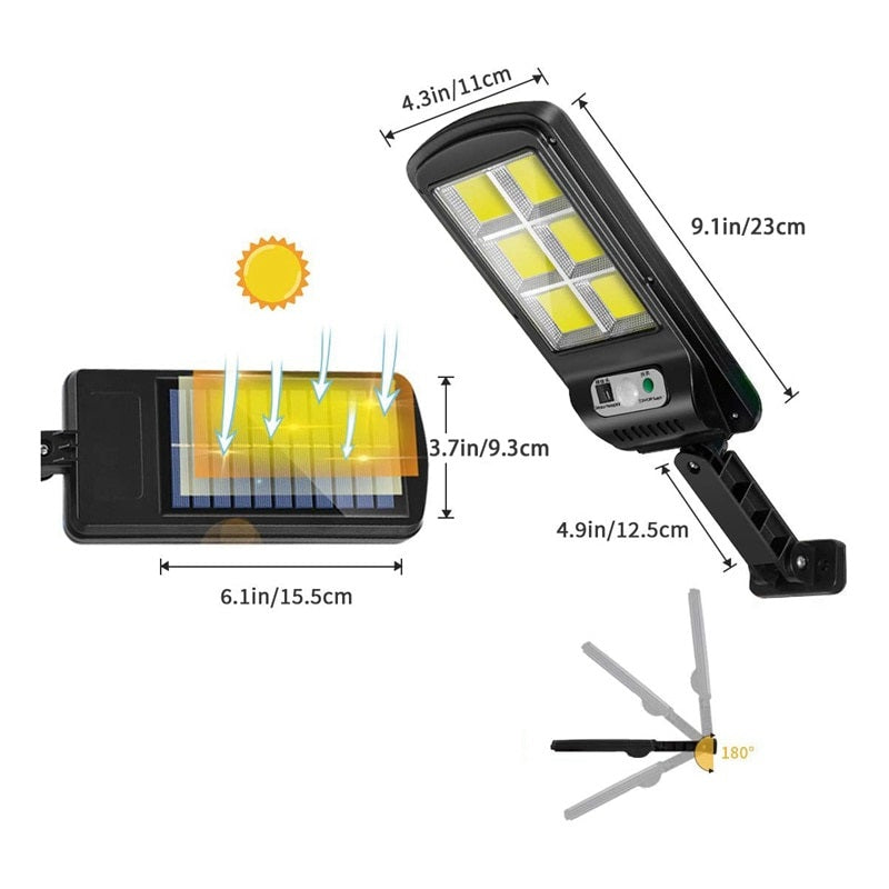 Set 4x Lampi cu Incarcare Solara 100W, 160 LED-uri COB, telecomanda inclusa