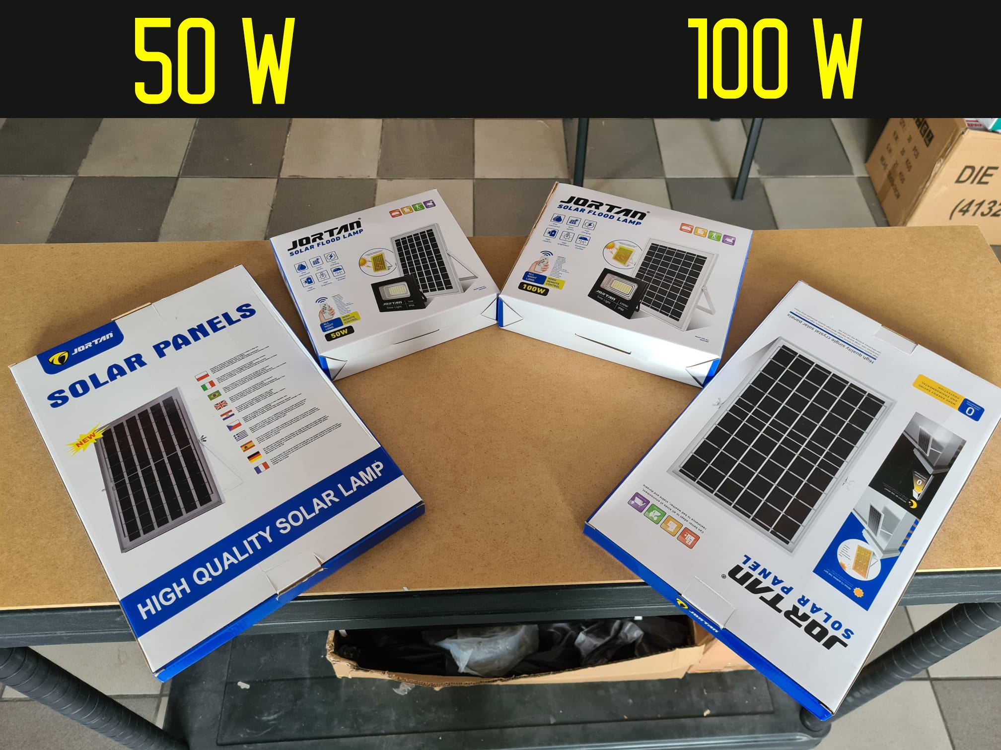 Proiector Solar Jortan 50W, Lampa cu Incarcare Solara si Panou Solar separat