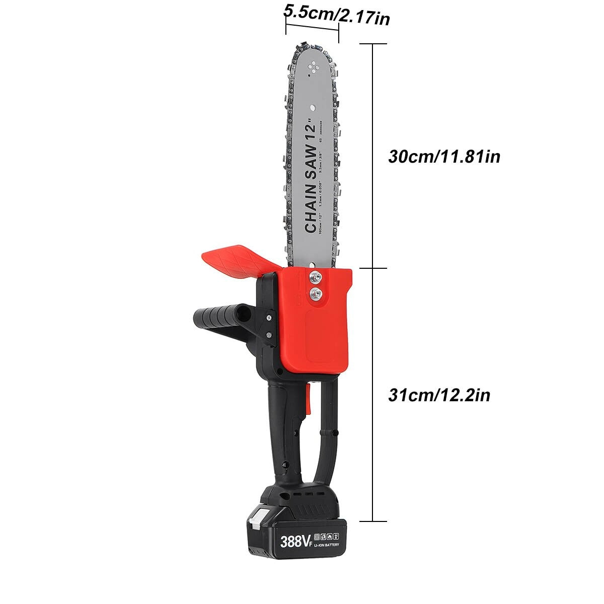 Drujba Electrica - Motofierastrau, 1200W cu Lamela, 12 inch cu 2 Acumulatori 48V, 4200 rpm