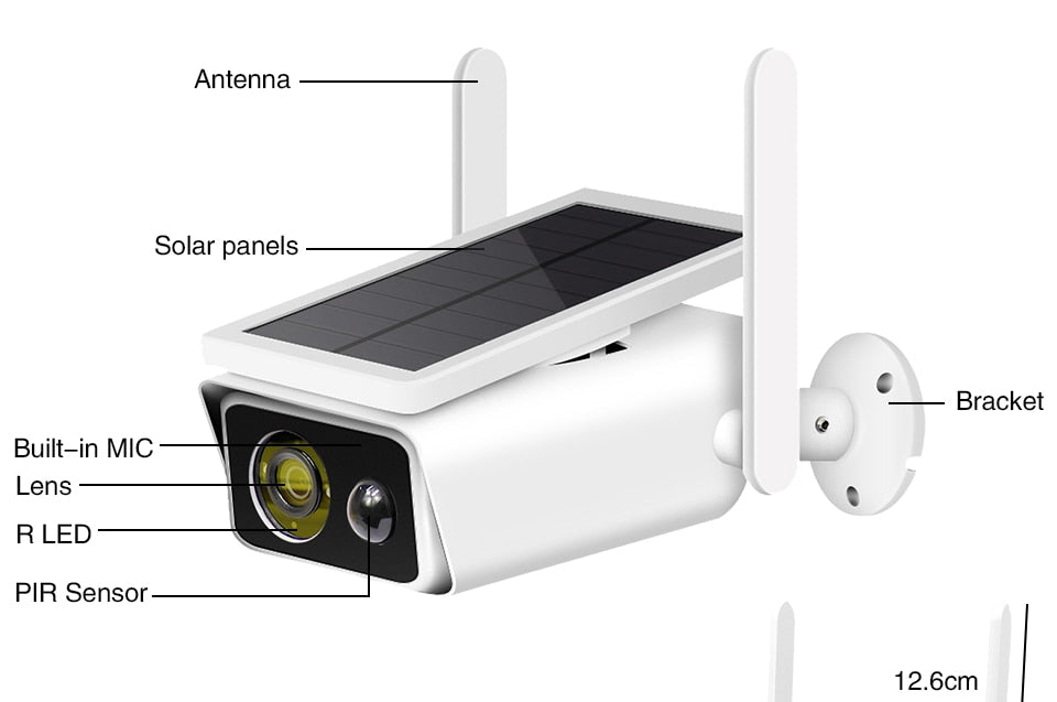 Smart Camera WIFI Exterior - cu Incarcare solara FULL HD 1080p + Suport card 128GB