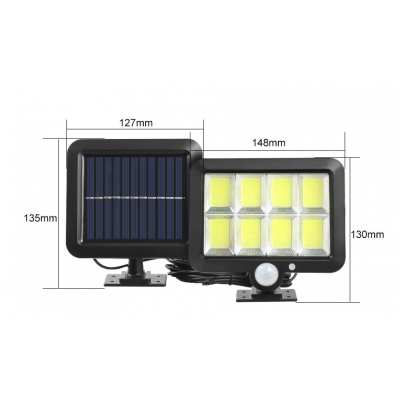 Set 2x Proiector Solar, cu 100 LED-uri COB, Senzori de Lumina si Miscare