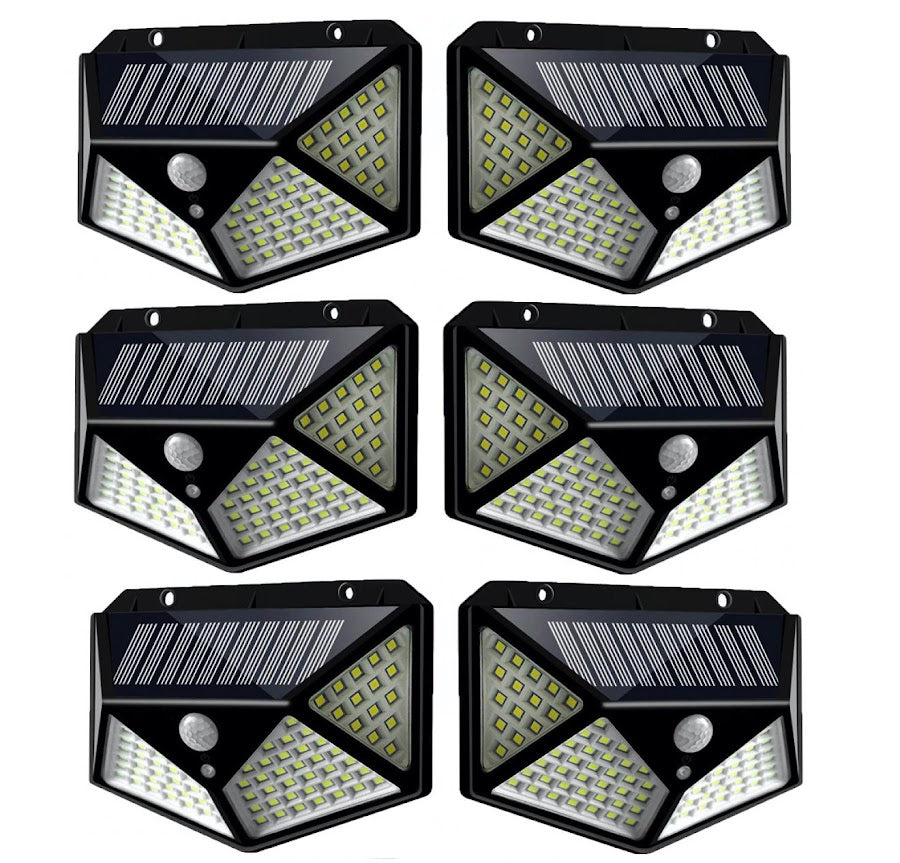 Set 6 x Lampa 100 LED cu panou solar, senzor de miscare