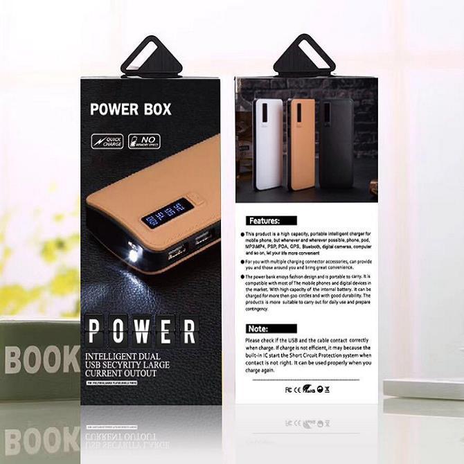 Baterie Externa Smart Power Bank 10000 mAh, 3 x USB, Design Piele