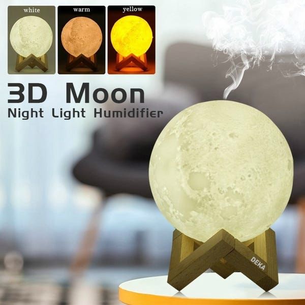 Lampa De Veghe Cu Umidificator, tip Luna 3D, 880 ml