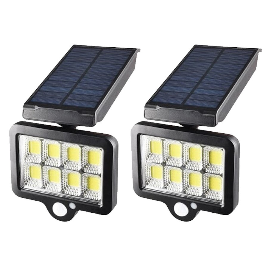Set 2x Proiector Solar, cu 100 LED-uri COB, Senzori de Lumina si Miscare