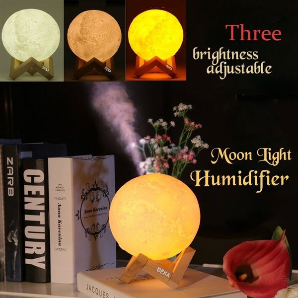 Lampa De Veghe Cu Umidificator, tip Luna 3D, 880 ml